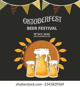 Ilustración plana vectorial para la celebración del festival de cerveza oktoberfest, plantilla de post Oktoberfest