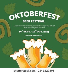 Vektorflache Illustration für das Oktoberfest-Bierfestival, Postvorlage für das Oktoberfest