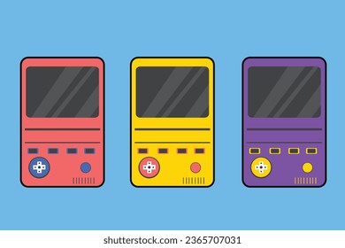 Vector flat illustration of old school console games, nostalgic games. retro gaming stick. children's games.