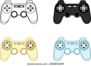 Vector flat illustration of old school console games, nostalgic games. retro gaming stick. children's games.