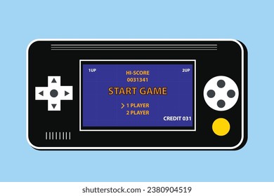 Vector flat illustration of old school console games, nostalgic games. retro gaming stick. children's games.