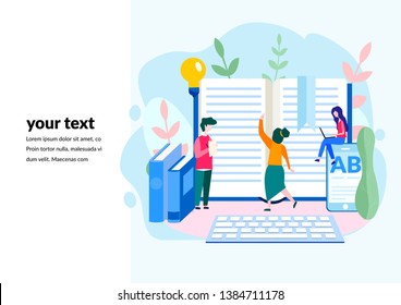 Vector flat illustration online learning foreign languages for web page, banner, presentation, social media, documents, cards, posters. online study through the website, online communication 