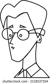 vector flat illustration outline of a man with glasses