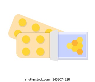 Vector flat illustration of packaging of tablets. illustration for design and web isolated on white background.