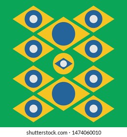 Vector Flat Illustration Pattern of Brazil Flag Elements. 