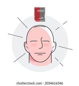 Vector flat illustration а person improves memory with a flash drive