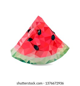 Vector flat illustration piece of refreshing watermelon on a white background - Image Low poly.