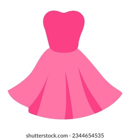 Vector flat illustration with pink dress