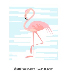 Flache Vektorgrafik mit rosa Flamigo.