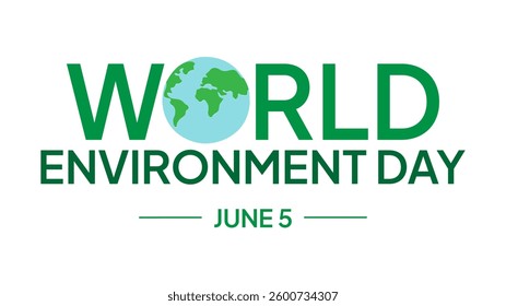Vector flat illustration of planet Earth and text World Environment Day