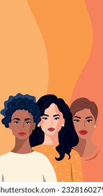 Vector flat illustration postcard vertical banner poster International Women's Day of Women Vector concept of movement for gender equality and empowerment of women