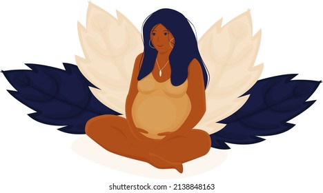 vector flat illustration pregnant young woman expecting a baby