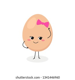 Vector flat illustration of pretty cartoon egg isolated on white background 