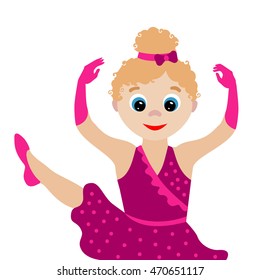 Vector flat illustration. Profession. Cartoon dancer  isolated on white background
