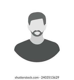 Vector flat illustration. Profile of a man in gray colors. Avatar, user profile, person icon, silhouette, profile picture. Suitable for social media profiles, icons, screensavers and as a template.