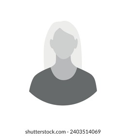 Vector flat illustration. Profile of a woman in gray colors. Avatar, user profile, person icon, silhouette, profile picture. Suitable for social media profiles, icons, screensavers and as a template.