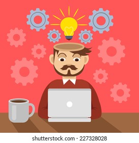 Vector flat illustration of programmer