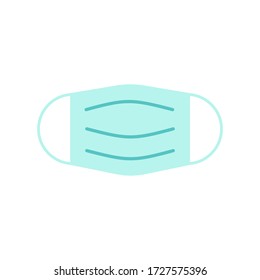 Máscara médica protectora de ilustración plana vectora aislada en fondo blanco. Máscara respiratoria de seguridad, respiratoria médica. Respirador de protección contra el polvo. Equipo médico. Diseño para logotipo, impresión