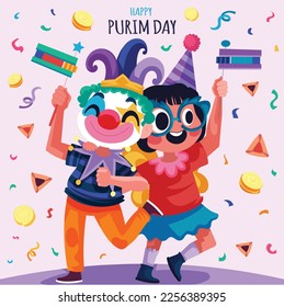 vector flat illustration for Purim holiday