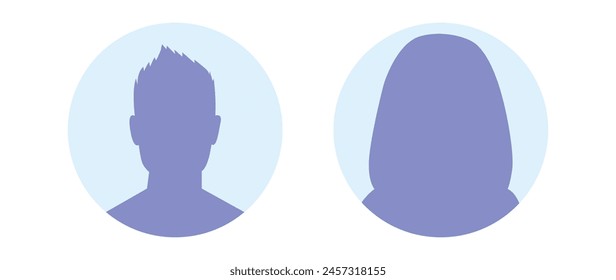 Vector flat illustration in purple-blue gradations. Avatar, user profile, person icon, profile picture. Suitable for social media profiles, icons, screensavers and as a template.