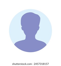 Ilustración plana de Vector en gradaciones púrpura-azul. Avatar, perfil de usuario, icono de persona, imagen de perfil. Adecuado para perfiles de redes sociales, íconos, protectores de pantalla y como Plantilla.