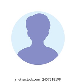 Flache Darstellung der Vektorgrafik in violett-blauen Abstufungen. Avatar, Benutzerprofil, Personensymbol, Profilbild. Geeignet für Social Media Profile, Icons, Bildschirmschoner und als Vorlage.