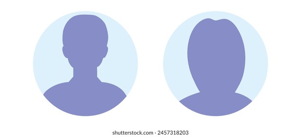 Ilustración plana de Vector en gradaciones púrpura-azul. Avatar, perfil de usuario, icono de persona, imagen de perfil. Adecuado para perfiles de redes sociales, íconos, protectores de pantalla y como Plantilla.