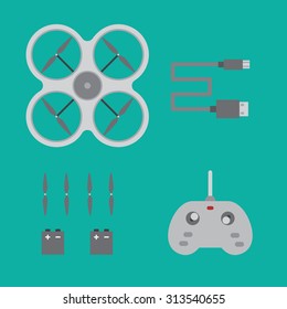  Vector flat illustration quadrocopter