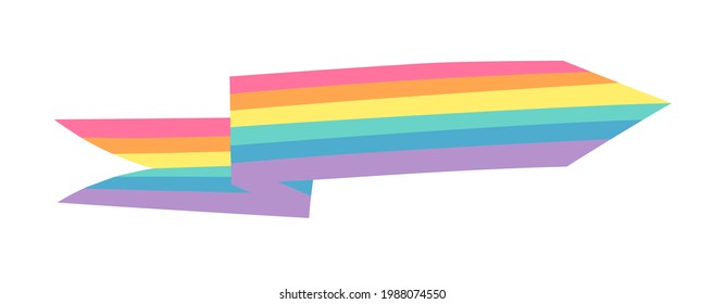 Vector Flat Illustration Rainbow. Cartoon Colorful Drawing Ribbon