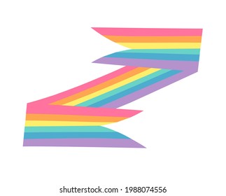 Ilustración plana vectorial Arcoiris. Dibujo Colorido Del Orgullo De La Caricatura. Cinta de iconos de compatibilidad con marca LGBTQ