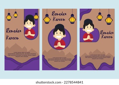 Vector Flat Illustration For Ramadan Instagram Stories Collection