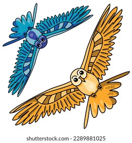 Vector flat illustration ready to print: owls set