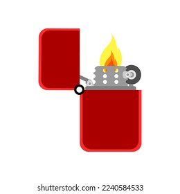 Vector flat illustration of red cigarette lighter.