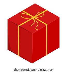 Vector Flat Illustration - Red Gift Box with Yellow Ribbon and Bow