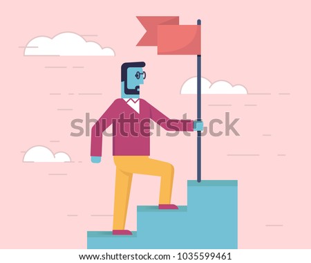 Vector flat illustration related to leadership behavior, business achievement and confident. Infographics illustration - 6