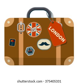 vector flat illustration of retro suitcase