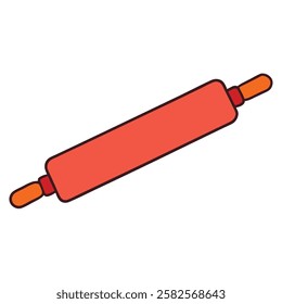 Vector flat illustration of a rolling pin. Ideal for baking, kitchen tools, pastry preparation, dough rolling, and culinary designs.