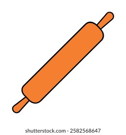 Vector flat illustration of a rolling pin. Ideal for baking, kitchen tools, pastry preparation, dough rolling, and culinary designs.