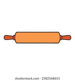 Vector flat illustration of a rolling pin. Ideal for baking, kitchen tools, pastry preparation, dough rolling, and culinary designs.