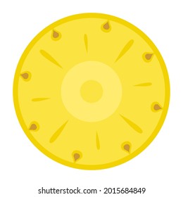 Vector flat illustration of round juicy pineapple slice