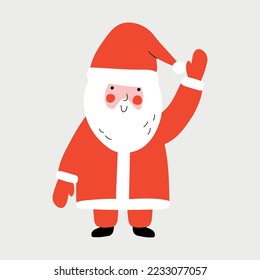 Vector flat illustration with santa smile in cartoon modern style. Design elements for christmas card, poster, invitation, poster, packaging.