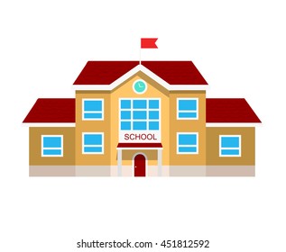Vector flat illustration of school building, on white .
