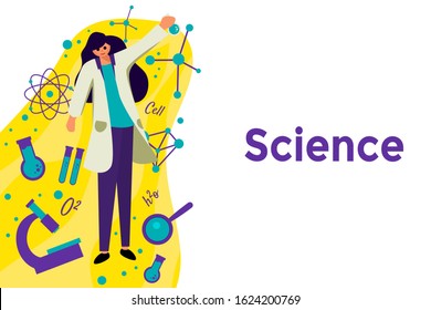 vector flat illustration scientist found new Recipes or new cure with science item and element. can be used for web blog presentation banner poster motion graphic flyer brochure landing page education