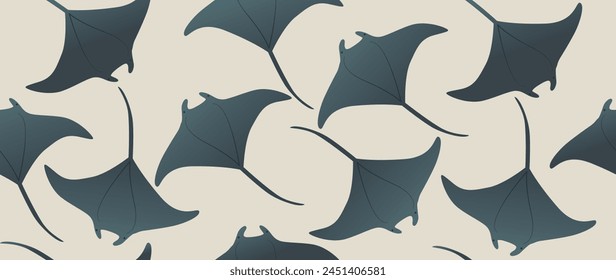 Vector flat illustration. Seamless devil-fish. In cartoon style. Cute print. Ideal for gift wrapping, posters, covers, screensavers, textile decor, etc.