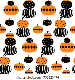 Vector flat illustration. Seamless pattern with pumpkin . Halloween.