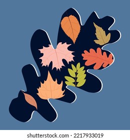 Vector flat illustration. Set of autumn leaves.