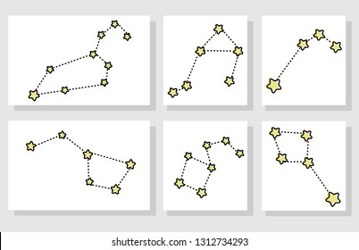 Vector flat illustration - set of different cartoon constellation