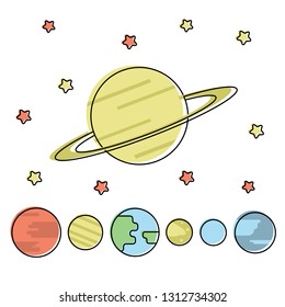 Vector flat illustration - set of different planet of solar system on white background