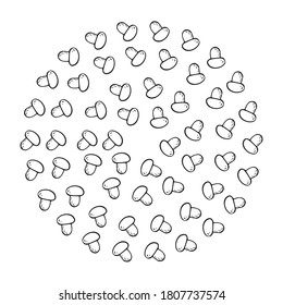 Vector flat illustration set of mushrooms icons. Doodle objects are cut out.