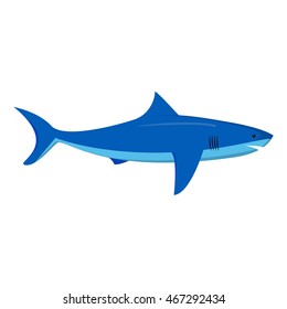 Vector flat with an illustration of a shark. An element of design of the websites about fishing. An icon for games. Siluyet of a shark.